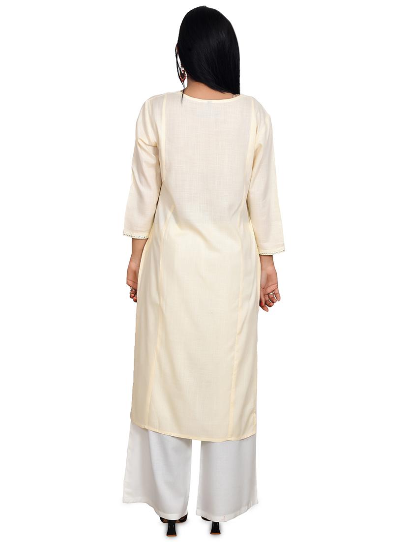 solid straight kurta - 17096188 - Zoom Image - 3
