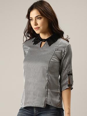 layered collar striped top - 17096304 - Standard Image - 2