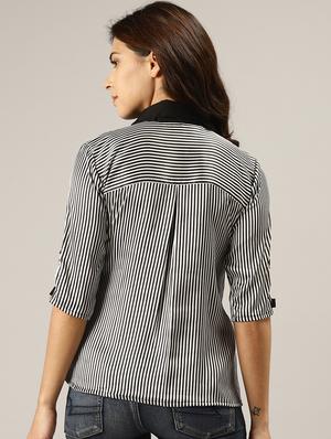layered collar striped top - 17096304 - Standard Image - 3