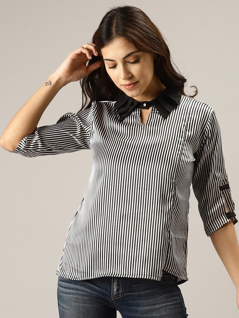 layered collar striped top - 17096304 - Zoom Image - 1