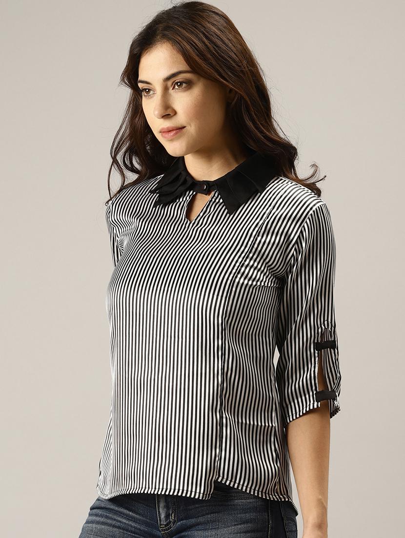 layered collar striped top - 17096304 - Zoom Image - 2