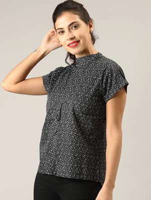 button-up back printed top - 17096317 - Standard Image - 2