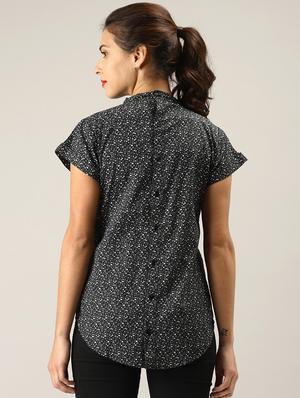 button-up back printed top - 17096317 - Standard Image - 3