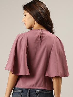 cape style sleeves solid top - 17096318 - Standard Image - 3