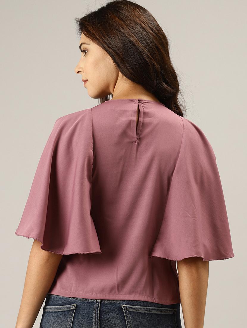 cape style sleeves solid top - 17096318 - Zoom Image - 3