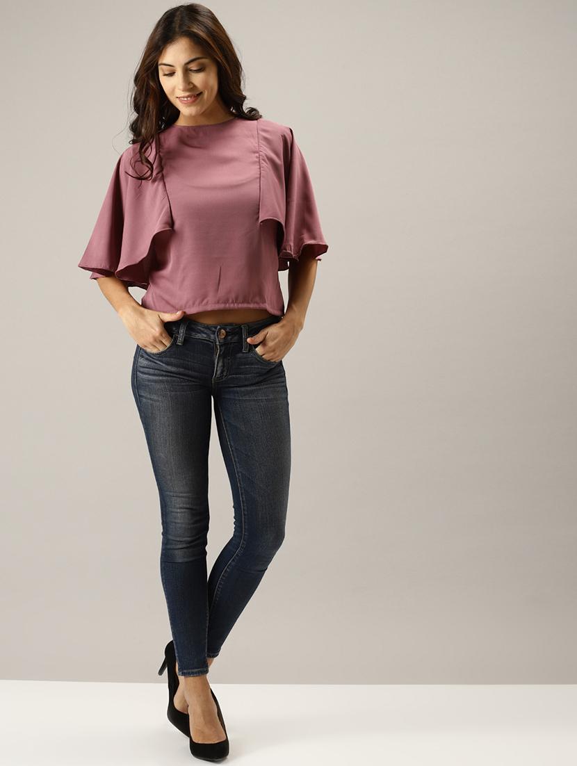 cape style sleeves solid top - 17096318 - Zoom Image - 4