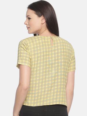 button detail checkered top - 17096329 - Standard Image - 3