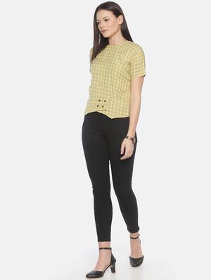 button detail checkered top - 17096329 - Standard Image - 4