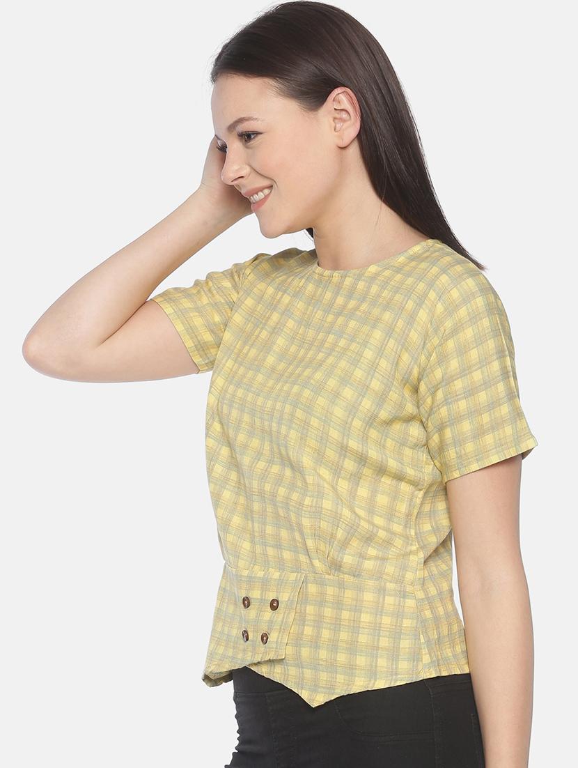 button detail checkered top - 17096329 - Zoom Image - 2