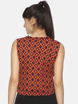 asymmetric neck printed crop top - 17096332 - Standard Image - 3