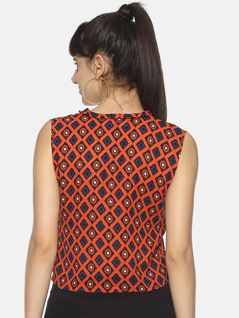 asymmetric neck printed crop top - 17096332 - Zoom Image - 3