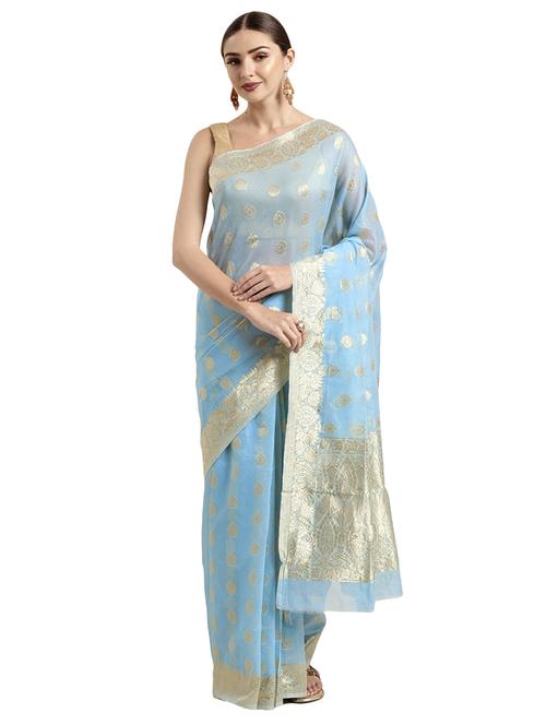 self design jamdani saree with blouse - 17096472 - Very Small Image - 1