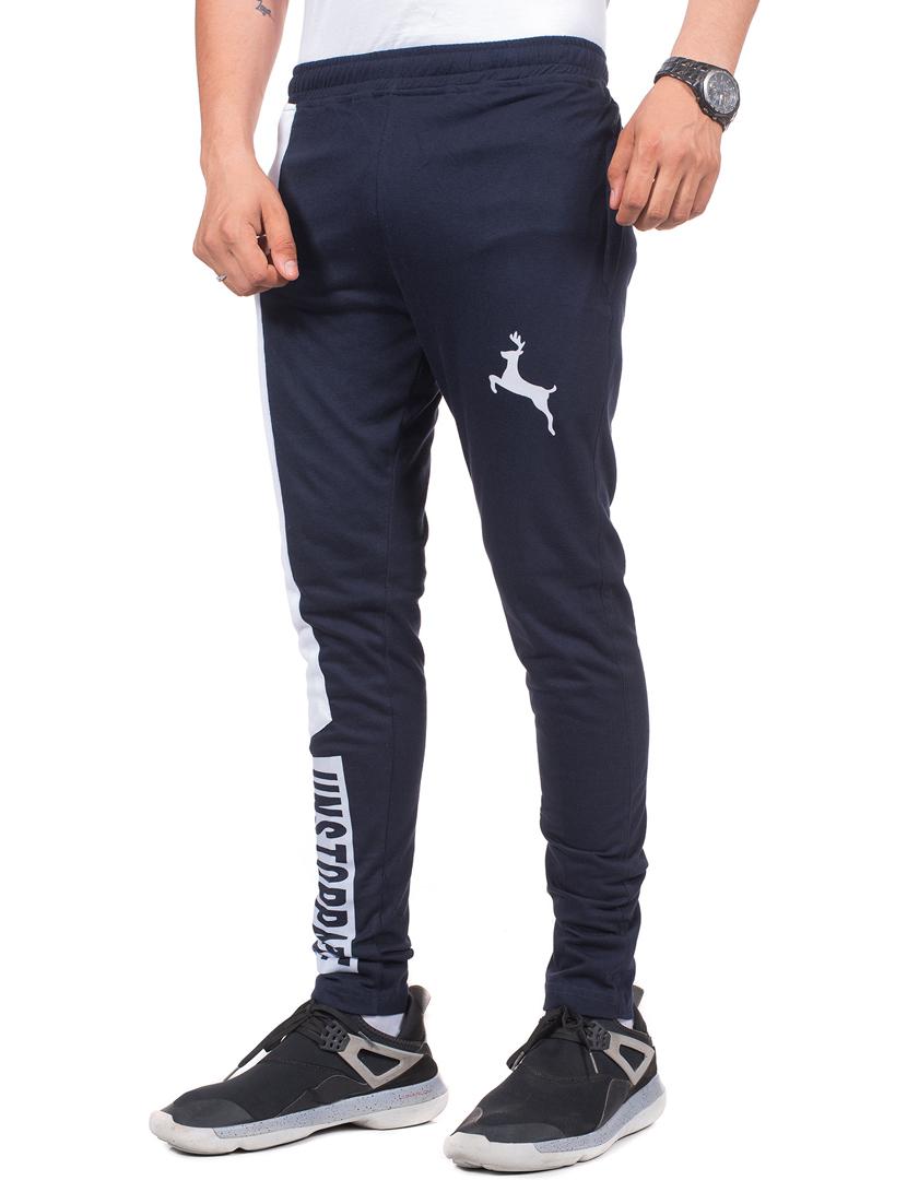 navy blue printed full length track pant - 17096598 - Zoom Image - 2