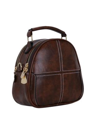 brown leatherette (pu) regular sling bag - 17097713 - Standard Image - 4