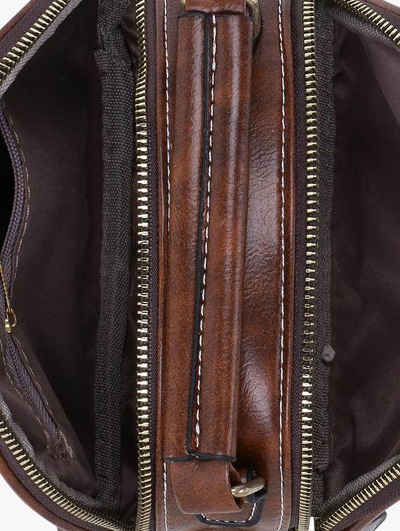 brown leatherette (pu) regular sling bag - 17097713 - Zoom Image - 3