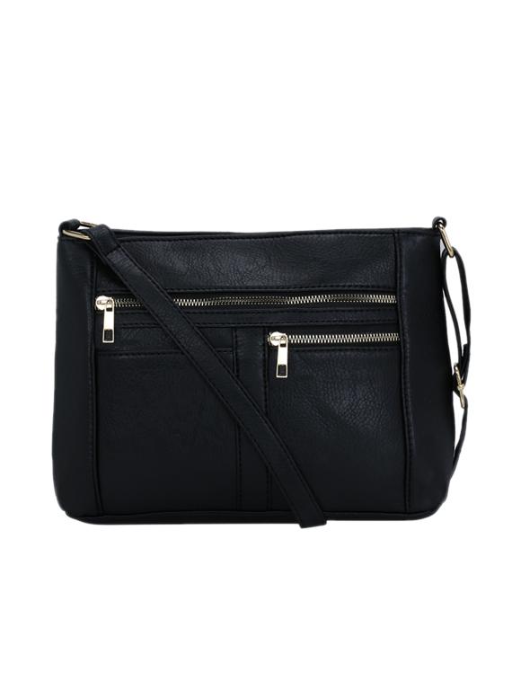 black leatherette (pu) regular sling bag - 17097724 - Zoom Image - 1