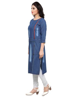 denim straight kurta - 17097783 - Standard Image - 2