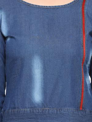 denim straight kurta - 17097783 - Standard Image - 4