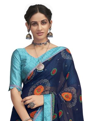 bandhani printed saree with blouse - 17097838 - Standard Image - 2