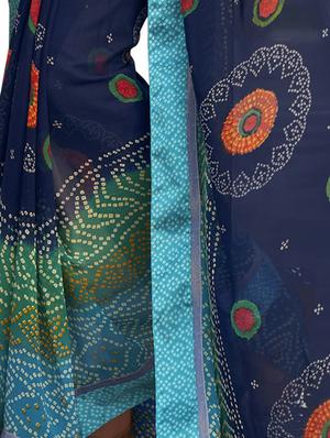 bandhani printed saree with blouse - 17097838 - Standard Image - 4
