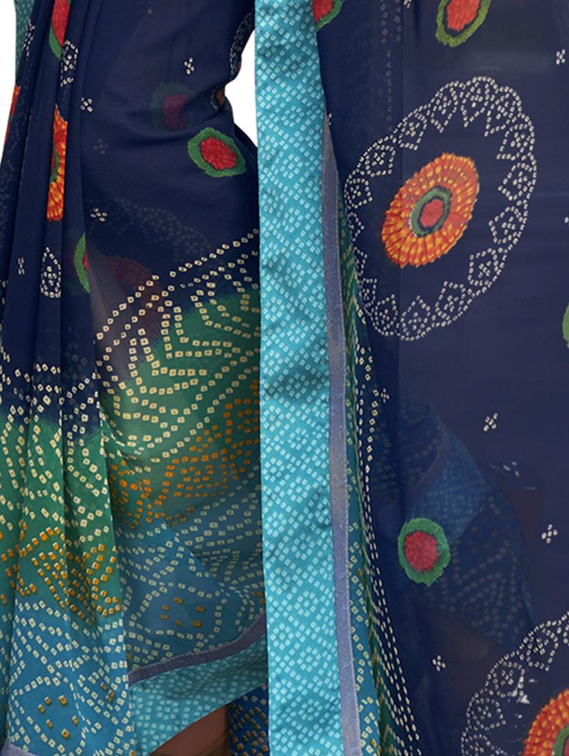 bandhani printed saree with blouse - 17097838 - Zoom Image - 4