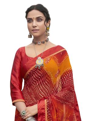bandhani printed saree with blouse - 17097841 - Standard Image - 2