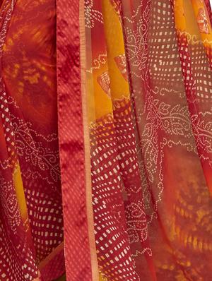 bandhani printed saree with blouse - 17097841 - Standard Image - 4