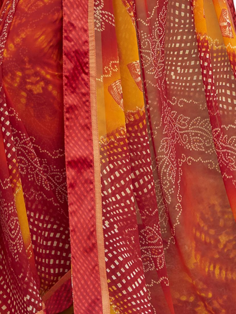 bandhani printed saree with blouse - 17097841 - Zoom Image - 4