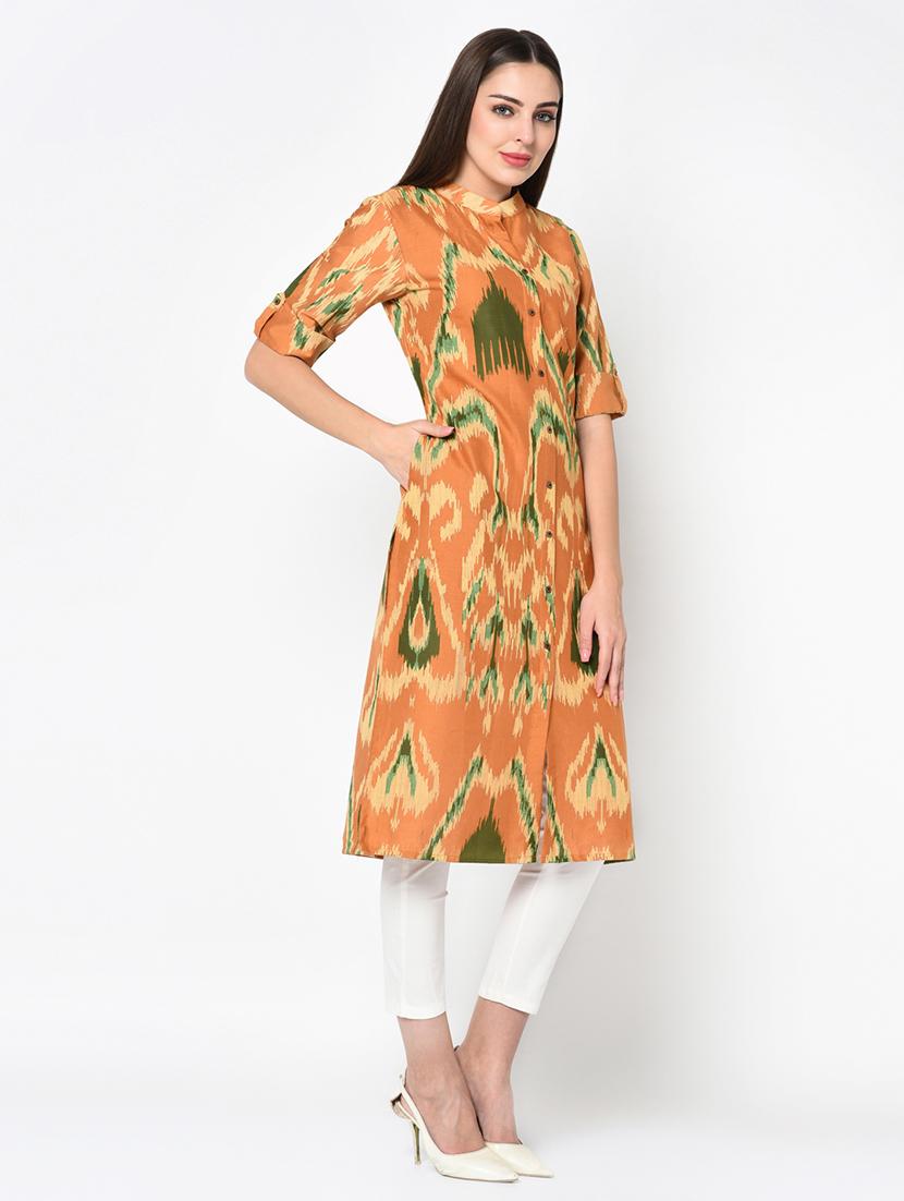 ikat a-line kurta - 17097937 - Zoom Image - 2