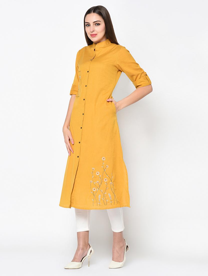 solid straight kurta - 17097945 - Zoom Image - 2