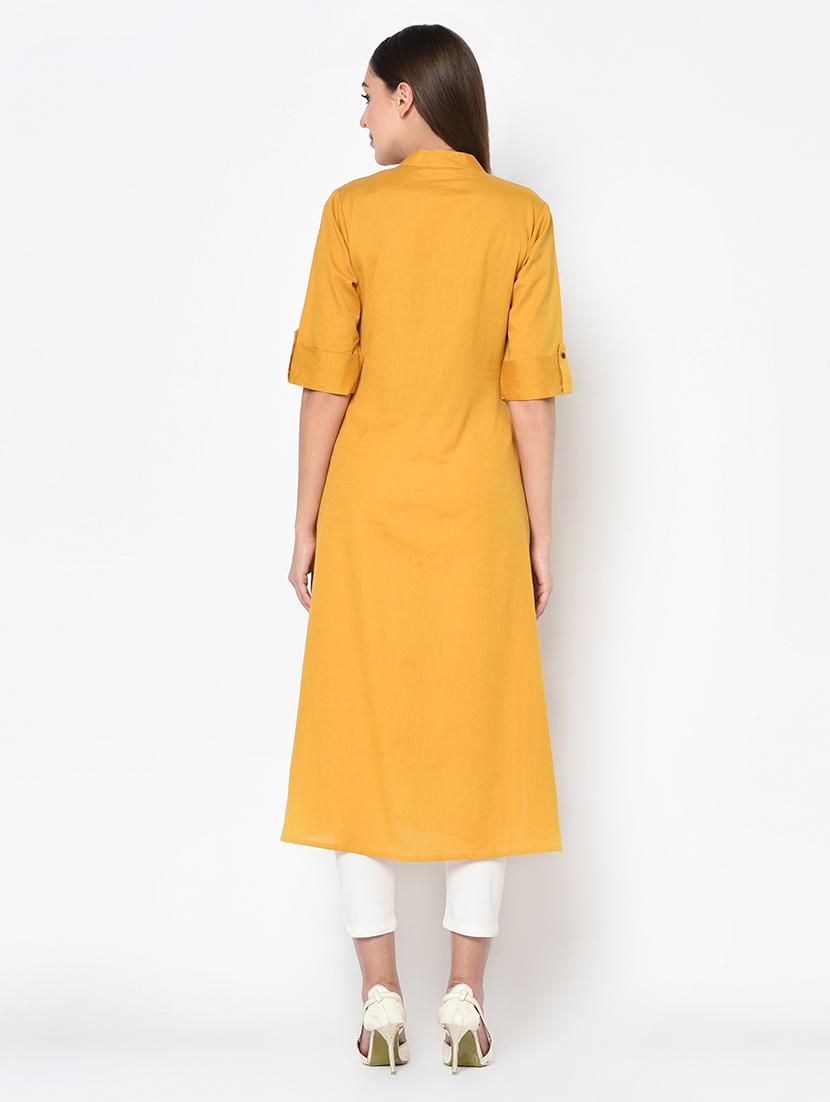 solid straight kurta - 17097945 - Zoom Image - 3