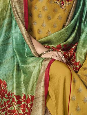 printed plazzo semi-stitched suit - 17098865 - Standard Image - 2