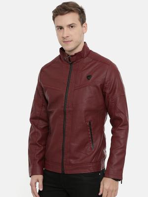 red solid pu biker jacket - 17099029 - Standard Image - 2