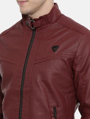 red solid pu biker jacket - 17099029 - Standard Image - 5