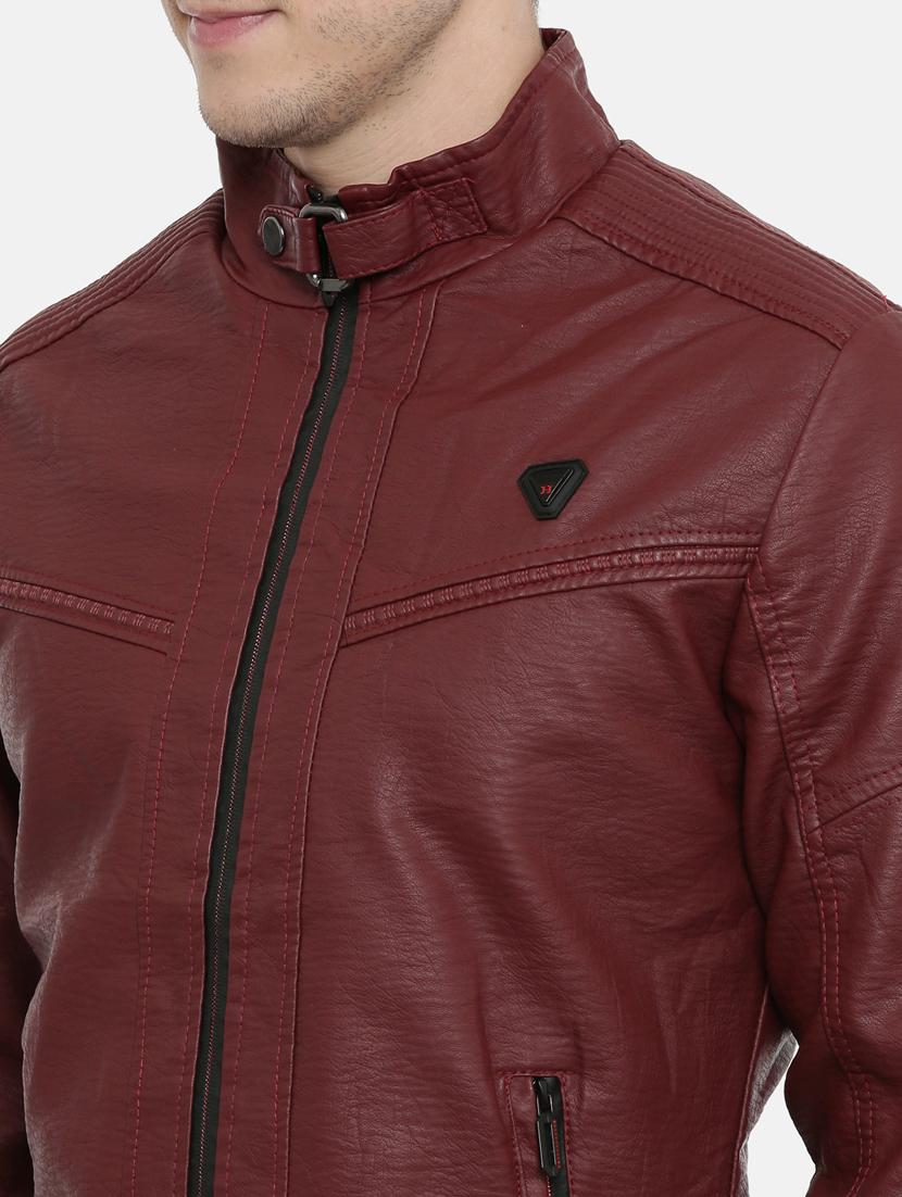 red solid pu biker jacket - 17099029 - Zoom Image - 5