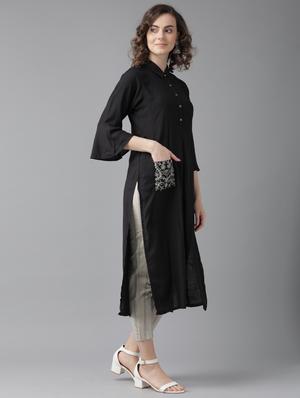 bell sleeves straight kurta - 17099263 - Standard Image - 2