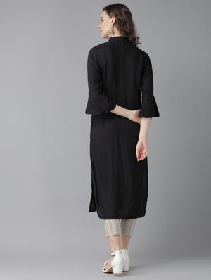 bell sleeves straight kurta - 17099263 - Standard Image - 3
