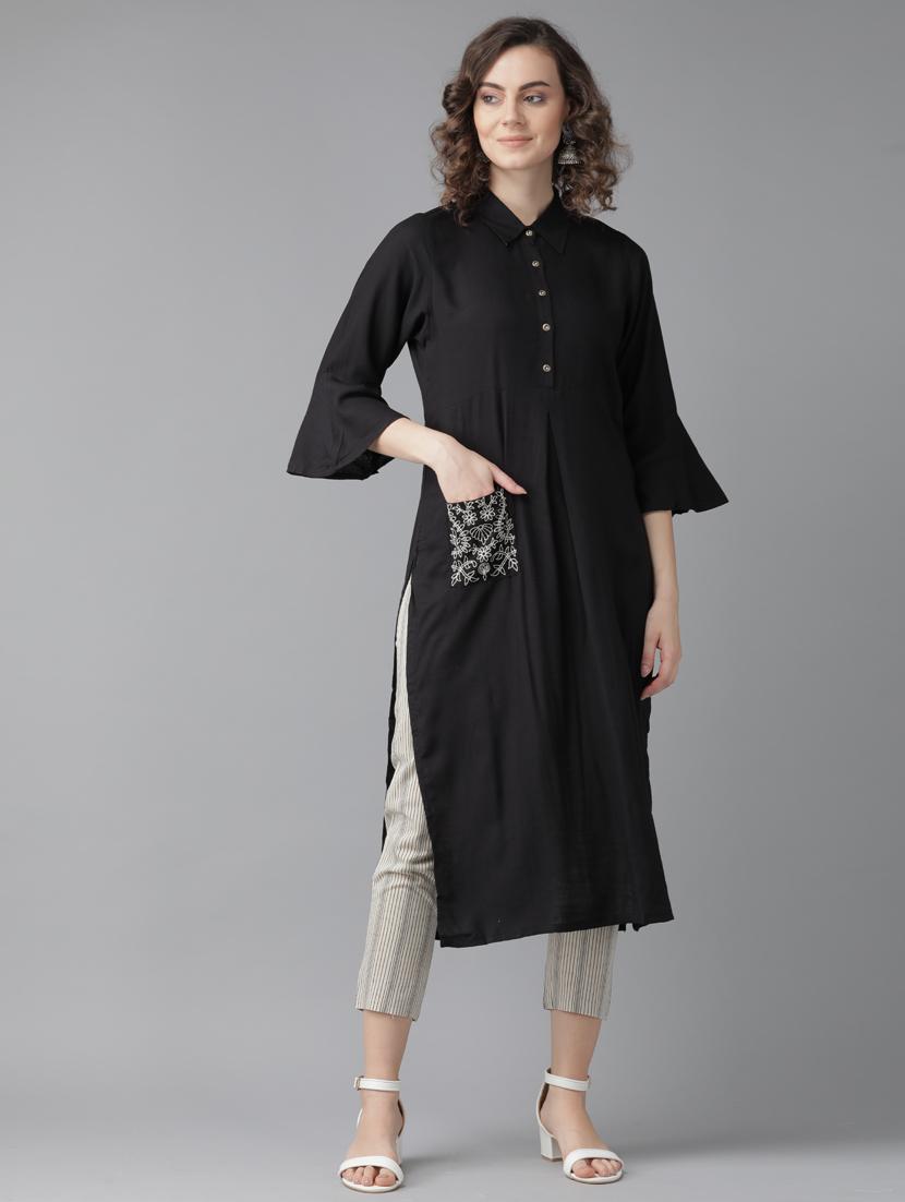 bell sleeves straight kurta - 17099263 - Zoom Image - 1