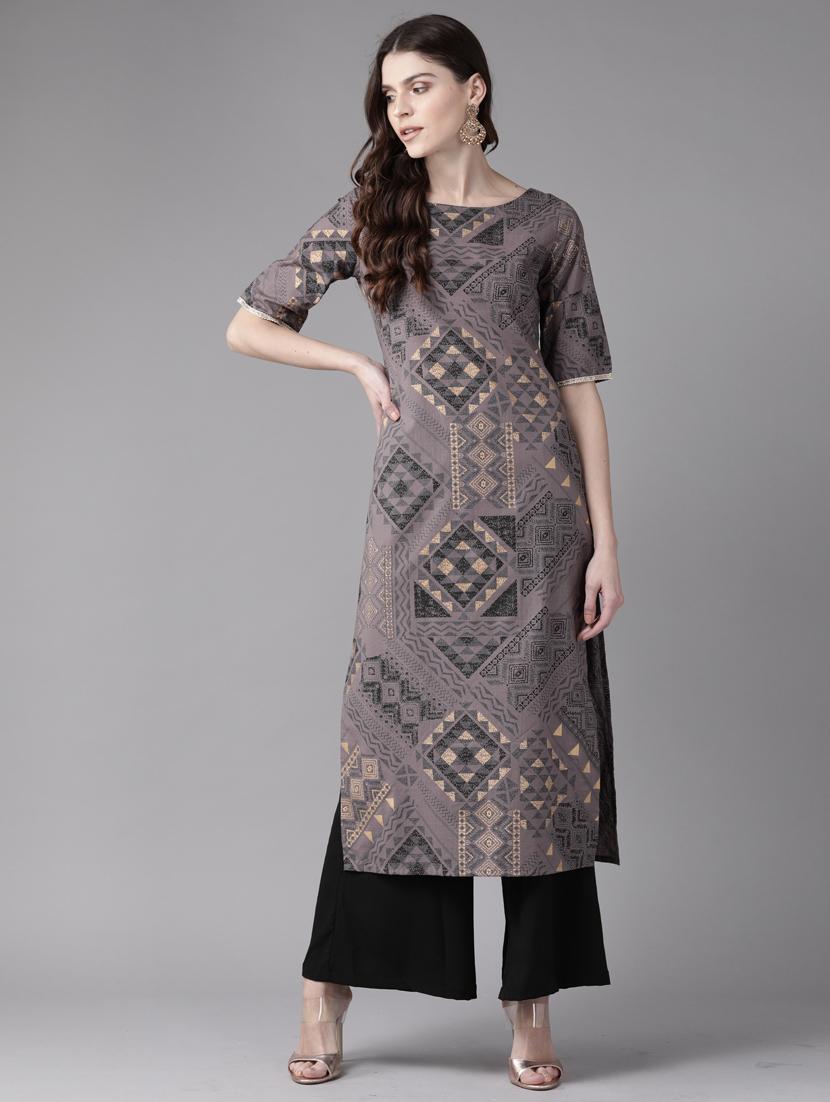 geometrical straight kurta - 17099267 - Zoom Image - 1