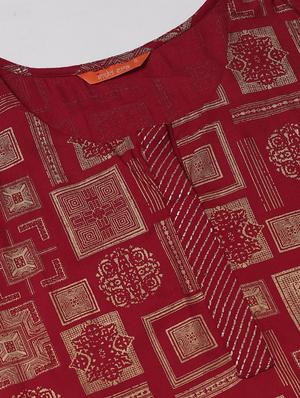 gold print straight kurta - 17099282 - Standard Image - 4