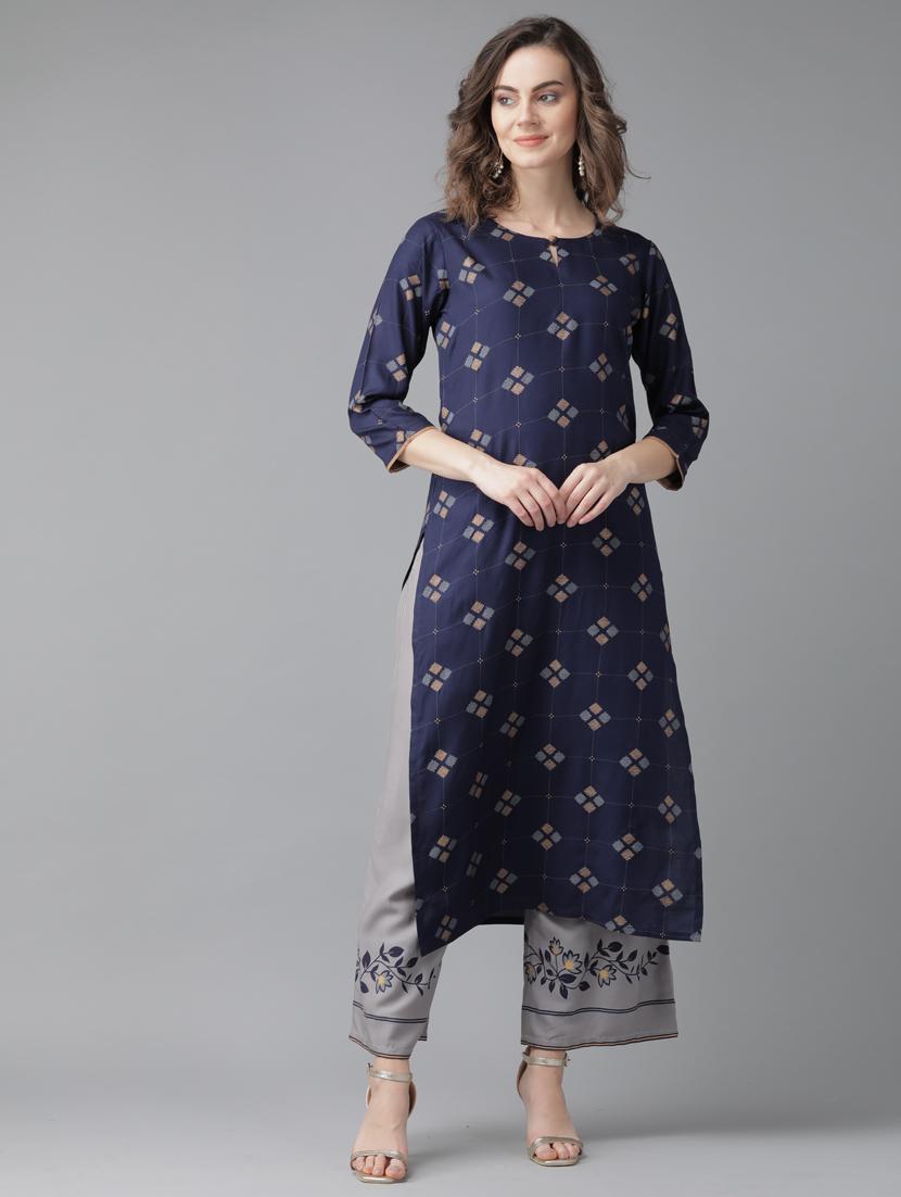 geometrical straight kurta - 17099303 - Zoom Image - 1
