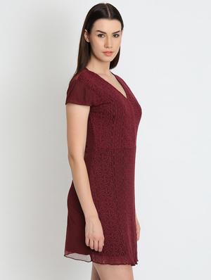 v neck embroidered sheath dress - 17099330 - Standard Image - 2