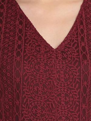 v neck embroidered sheath dress - 17099330 - Standard Image - 4