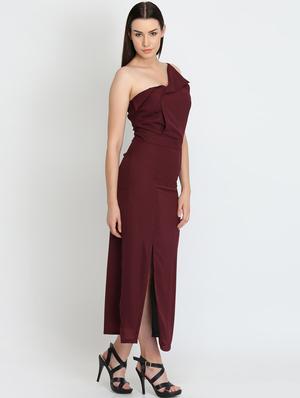 side slit single shoulder maxi dress - 17099333 - Standard Image - 2