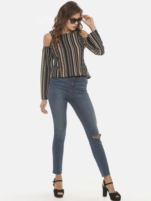 cold shoulder chevron top - 17099814 - Standard Image - 4