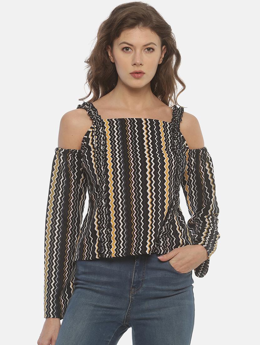 cold shoulder chevron top - 17099814 - Zoom Image - 1