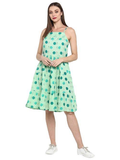 square neck printed flared dress - 17100126 - Standard Image - 1
