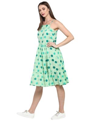 square neck printed flared dress - 17100126 - Standard Image - 2