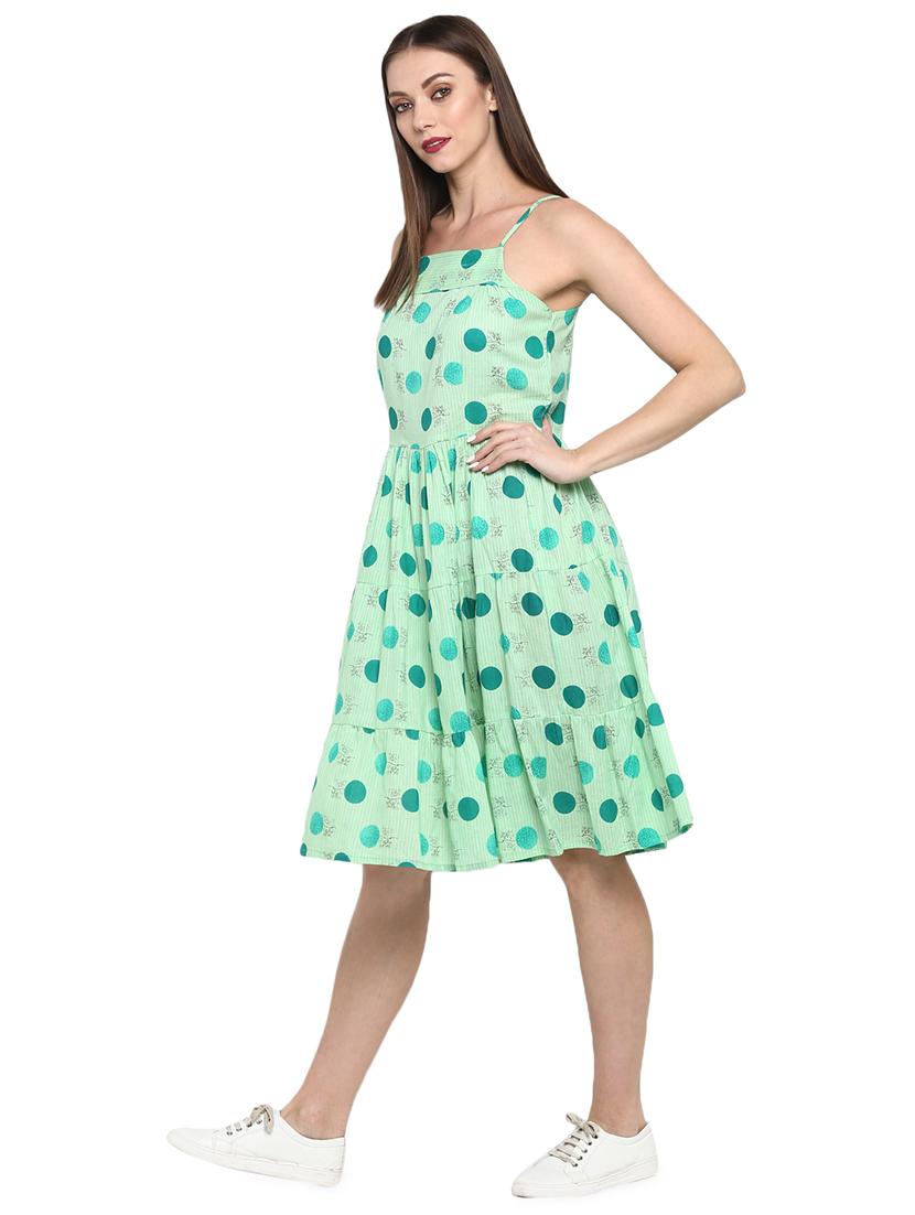square neck printed flared dress - 17100126 - Zoom Image - 2