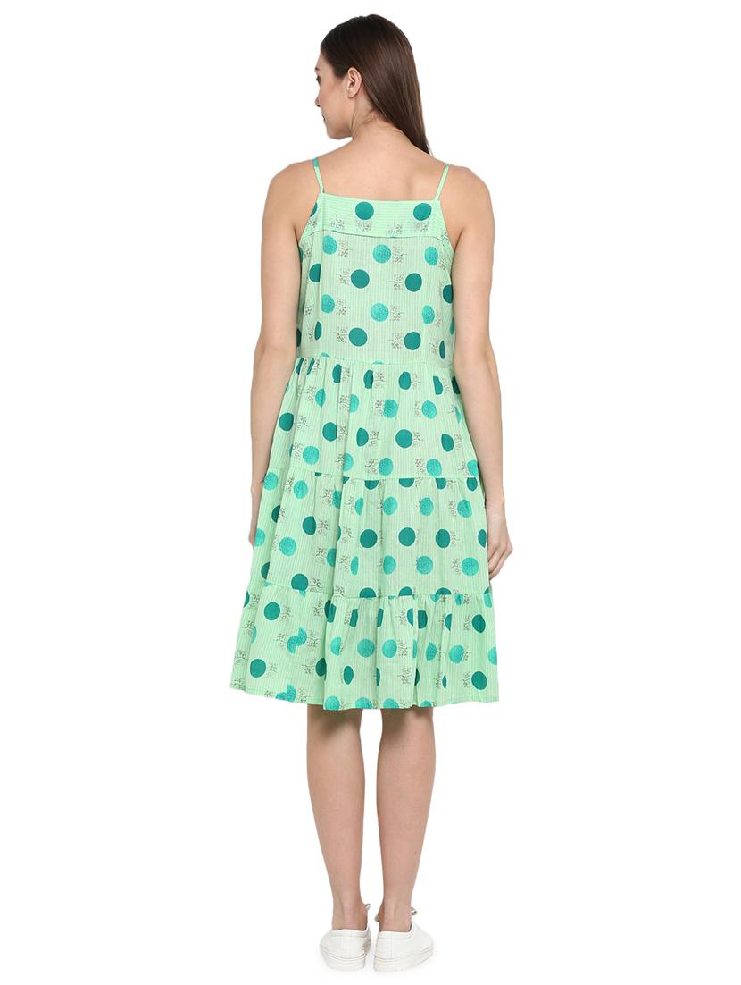 square neck printed flared dress - 17100126 - Zoom Image - 3